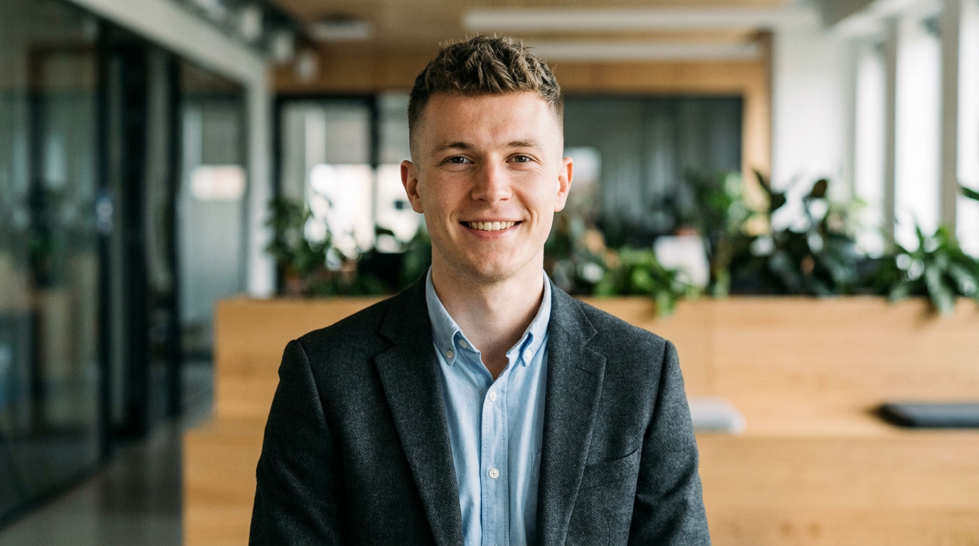 Michał – DevOps, zespół OxCloud w koszulce OxCloud